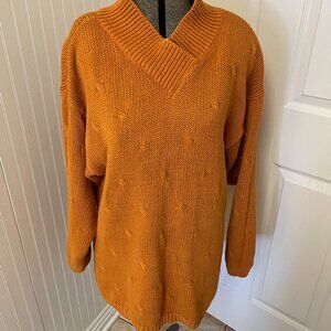 VTG BURNT ORANGE RAMIE AND COTTON LONG SWEATER SIZE M BY CHRISTIE & JILL